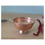 Lot of (2) Copper Miniatures - Tea Pot, Colander (Italy)