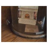 Lot of (2) Clear Glass Dome Displays with Tile Stove Miniatures