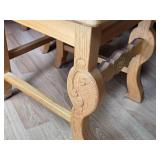 Handcarved Wood Dining Table and Highback Chairs (Lion Medallion) with Centerpiece