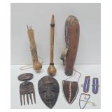Group of Assorted African Beaded & Carved Items