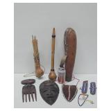 Group of Assorted African Beaded & Carved Items