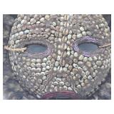 Old Ceremonial Round Dance Mask w/Cowries Feathers & Beads