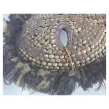 Old Ceremonial Round Dance Mask w/Cowries Feathers & Beads