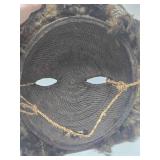 Old Ceremonial Round Dance Mask w/Cowries Feathers & Beads