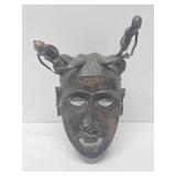 Impressive Old Heavy Solid Bronze West African Bamileke Mask