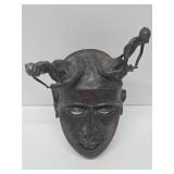 Impressive Old Heavy Solid Bronze West African Bamileke Mask