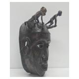 Impressive Old Heavy Solid Bronze West African Bamileke Mask