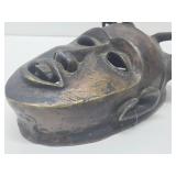 Impressive Old Heavy Solid Bronze West African Bamileke Mask