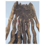 Large Old Vintage Carved Wood Bearded Figure Mask w/Bird