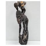 Old Carved Mumeri Peoples Figural Basket Hook w/Bird & Crocodile