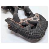 Old Carved Mumeri Peoples Figural Basket Hook w/Bird & Crocodile