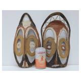 Pair of Vintage Woven East Sepik Maprik Yam Festival Masks