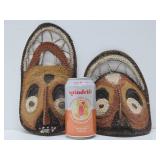 Pair of Vintage Woven East Sepik Maprik Yam Festival Masks