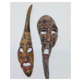 2 Vintage Carved Wood Tribal Masks
