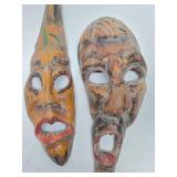 2 Vintage Carved Wood Tribal Masks