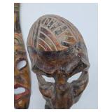 2 Vintage Carved Wood Tribal Masks