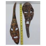 2 Vintage Carved Wood Tribal Masks