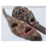 2 Vintage Carved Wood Tribal Masks