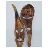 2 Vintage Carved Wood Tribal Masks
