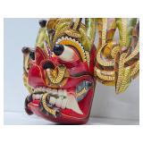 Impressive Vintage Handmade Carved Sri Lankan Raksha Mask