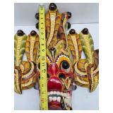 Impressive Vintage Handmade Carved Sri Lankan Raksha Mask