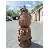 LARGE Old Carved Yoruba Ritual Bowl w/Equestrian Figures