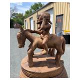 LARGE Old Carved Yoruba Ritual Bowl w/Equestrian Figures
