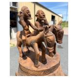 LARGE Old Carved Yoruba Ritual Bowl w/Equestrian Figures