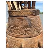 LARGE Old Carved Yoruba Ritual Bowl w/Equestrian Figures