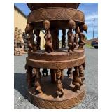 LARGE Old Carved Yoruba Ritual Bowl w/Equestrian Figures