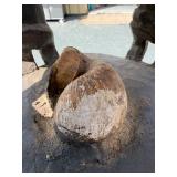 Wonderful Large Old Carved Chokwe Figural Wood Drum w/Lizard skin/Leather - Angola