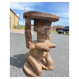 Antique Figural Carved Caryatid Stool - Congo #1