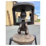 Old Figural Carved Luba Caryatid Stool - Congo #2