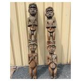 Large Old Matched Pair of Carved Bamileke Totems