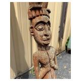 Large Old Matched Pair of Carved Bamileke Totems