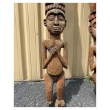 Large Old Matched Pair of Carved Bamileke Totems