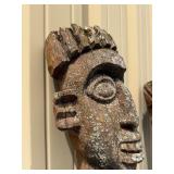 Large Old Matched Pair of Carved Bamileke Totems