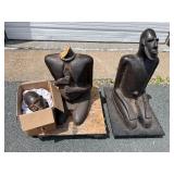 Outstanding Pair of Large Early Djenne Kneeling Figures