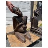 Outstanding Pair of Large Early Djenne Kneeling Figures