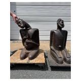 Outstanding Pair of Large Early Djenne Kneeling Figures