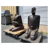 Outstanding Pair of Large Early Djenne Kneeling Figures