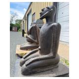 Outstanding Pair of Large Early Djenne Kneeling Figures