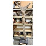 Large Early Antique Dogon Figural House Post w/Display Iron Display Stand