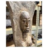 Large Early Antique Dogon Figural House Post w/Display Iron Display Stand