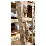 Large Early Antique Dogon Figural House Post w/Display Iron Display Stand