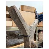 Large Early Antique Dogon Figural House Post w/Display Iron Display Stand