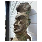 Exceptional Early Bamileke Figural Bronze House Post w/ Appraisal