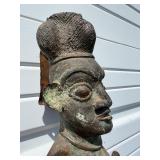 Exceptional Early Bamileke Figural Bronze House Post w/ Appraisal