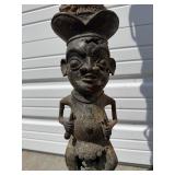 Exceptional Early Bamileke Figural Bronze House Post w/ Appraisal