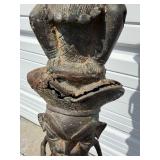 Exceptional Early Bamileke Figural Bronze House Post w/ Appraisal